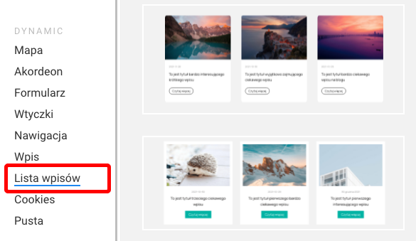 galeria lista wpisów